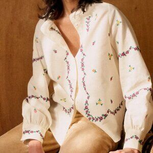 Beautiful embroidered Sezane Elvio shirt - size 8 NWT